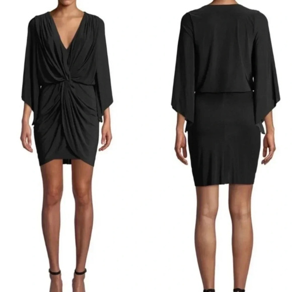 Misa Los Angeles Draped Teget Fluid Stretch Mini Dress Olive  Green Size Large. - Picture 4 of 16